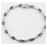Sterling Pear Cut Tanzanite 4.24 ctw Bracelet