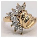 14K Gold Marquis Diamond Ring