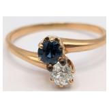 10K Gold Diamond & Sapphire Ring
