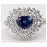Platinum Blue Sapphire & Diamond Ring