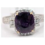 18K Gold Kashmir Sapphire & Diamond Ring