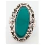 Vintage Sterling Green Chalcedony Statement Ring