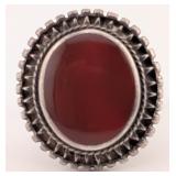 Vintage Sterling Red Carnelian Statement Ring