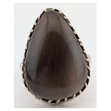 Vintage Sterling Pear Cut Smoky Quartz Ring