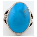 Vintage Sterling Navajo Oval Turquoise Ring