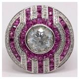 18K Gold 1.50 CT Center Diamond & Ruby Ring