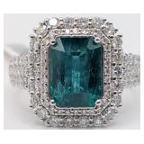 Platinum Emerald & Diamond Ring