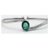 14K Gold Orianne Emerald & Diamond Bangle Bracelet