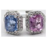 Platinum Oscar Friedman Pink/ Blue Sapphire & Diam