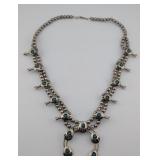 Vintage Sterling Squash Blossom Bear Print Necklac