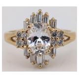 Sterling Gold Tone White Sapphire Ring