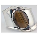 Sterling Designer Turï¿½ Tigers Eye Modernist Cuff