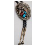 Sterling Navajo M. Thomas Jr. Turquoise & Coral Be