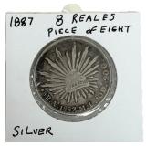 1887-As ML Mexico First Republic 8 Reales Silver C
