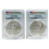 (2) 2023-W American Silver Eagles PCGS MS 70 First