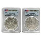 (2) 2021 American Silver Eagles PCGS MS 70 First S