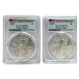 (2) 2025 American Silver Eagles PCGS MS 70 First S