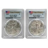 (2) 2025 American Silver Eagles PCGS MS 70 First S