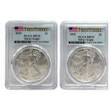 (2) 2025 American Silver Eagles PCGS MS 70 First S