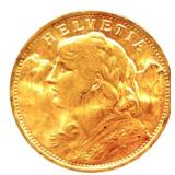 1935-B Swiss 20 Franc 90% Fine Gold Coin