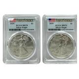 (2) 2025 American Silver Eagles PCGS MS 70 First S