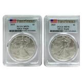 (2) 2025 American Silver Eagles PCGS MS 70 First S