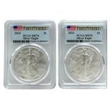 (2) 2024 American Silver Eagles PCGS MS 70 First S
