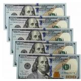 (5) 2009 A $100 Uncirculated Consecutive Number Fe