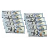 (10) 2009 $100 Uncirculated Consecutive Number Fed