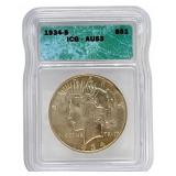 1934-S United States Peace Silver Dollar ICG AU 53