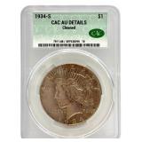 1934-S United States Peace Silver Dollar CAC AU De