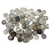 $11 Face Value Of Mixed Date 90% Silver Barber Dim