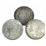 (3) 1921 United States Morgan Silver Dollars
