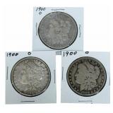 (3) 1900-O United States Morgan Silver Dollars
