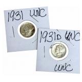 1931 & 1931-D United States Silver Mercury Dimes A