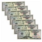 (7) Series Of 2013 United States $50 Consecutive N