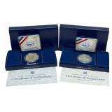 (2) 1987 U.S. Mint Constitution Commemorative Silv