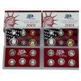 (2) 2001 United States Mint Silver Proof Sets