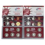 (2) 2005 United States Mint Silver Proof Sets