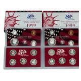 (2) 1999 United States Mint Silver Proof Sets