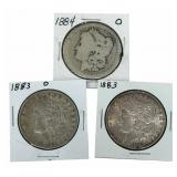 1883, 1883-O & 1884-O United States Morgan Silver