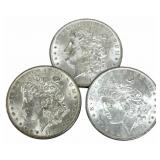 (3) 1884-O United States Morgan Silver Dollars