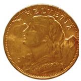 1927-B Swiss 20 Franc 90% Fine Gold Coin