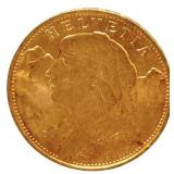 1922-B Swiss 20 Franc 90% Fine Gold Coin