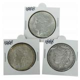 (3) 1888 United States Morgan Silver Dollars