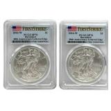 (2) 2016-W Burnished American Silver Eagles PCGS S