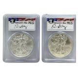 (2) 2014 American Silver Eagles Graded PCGS MS 69
