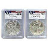 (2) 2014 American Silver Eagles Graded PCGS MS 69