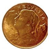 1922-B Swiss 20 Franc 90% Fine Gold Coin