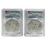 (2) 2017-W Burnished American Silver Eagles PCGS S